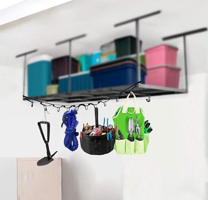 Campsite Storage Strap with 19 Separated Loops for Hanging Camping Equipment Gear and Supplies | Includes Carabiner Hooks and Clothes Pins | Durable Campground Organizer Holds up to 150 LBS