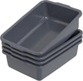 32 Liter Large Commercial Bus Trays Tote Box Grey Plastic Wash Basins Set of 4