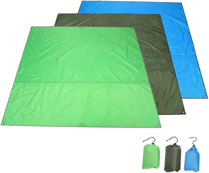 HANABASS Outdoor Camping Canopy Tarp Groundsheet Blanket Mat Army Green Versatile Tent Footprint for Mud Protection Picnic and Rain Coverage