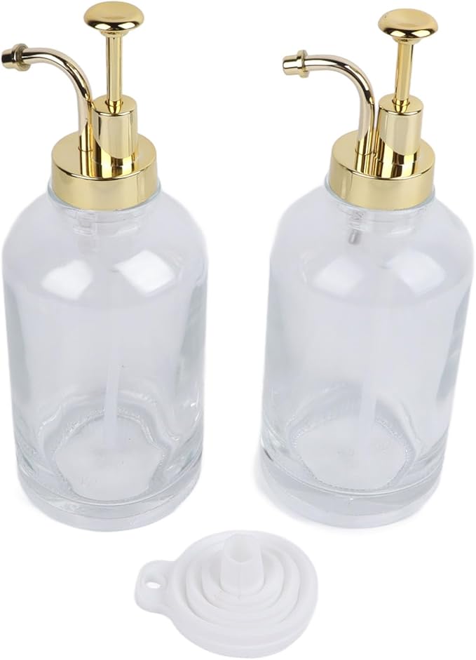 ZJchao Syrup Dispenser Coffee Bar Essentials with 9 Labels 500ml 2PCS Coffee Syrup Transparent Glass Pump Dispenser For Bar For Storing Syrups Olive Oil Soy Sauce