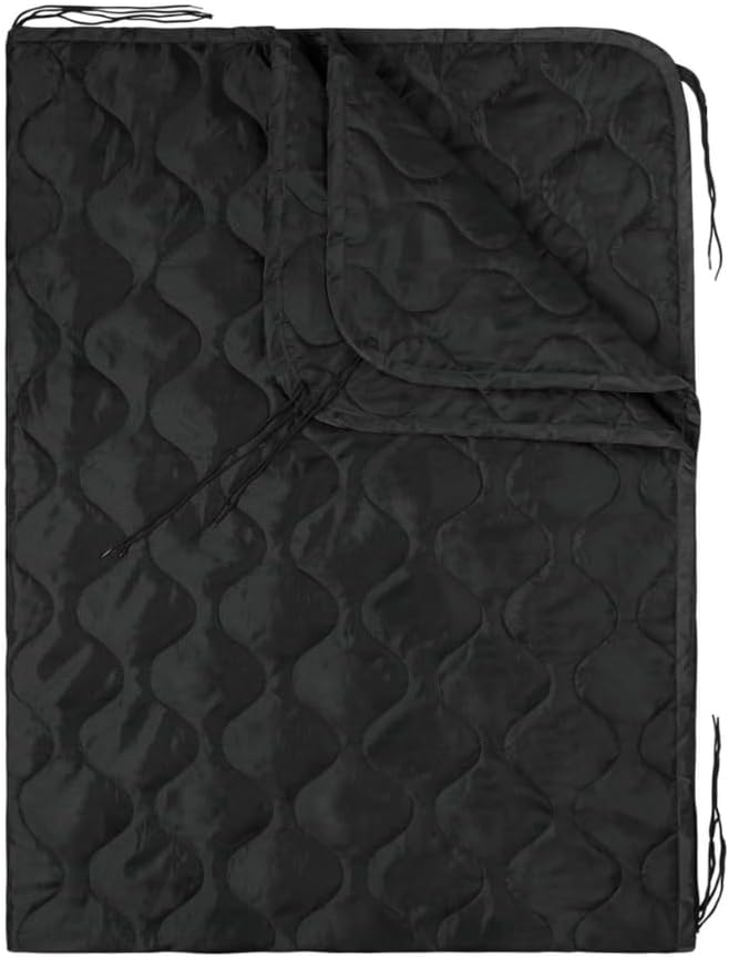 HighSpeedDaddy: Large Woobie Black Blanket &amp Poncho Liner for Camping &amp All Weather Use - Water Resistant + Ripstop - Lightweight Thermal Insulated - Tactical Emergency Outdoor - 82x60