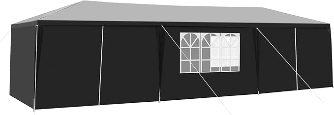 10'x30' Outdoor Party Tent with 8 Removable Sidewalls Waterproof Canopy Patio Wedding Gazebo Black