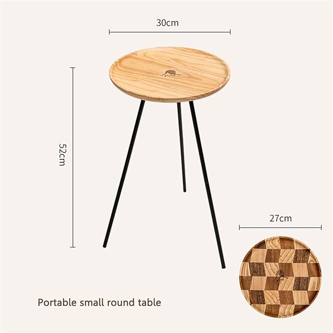 Camp Table Mini Portable Round Aluminum Alloy Outdoor Camping Table for Self-Driving Beach Fishing and Travel (Brown)