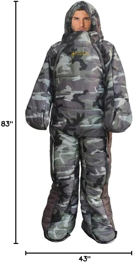 Adults Wearable Sleeping Bag 3 Season Camouflage Sleeping Bag Full Body Sleeping bag for CampingTraveling Hammocks Hiking Backpacking Lounging