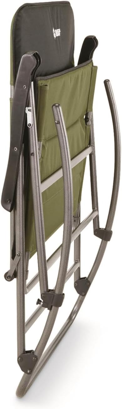 Guide Gear XXL Oversized Rocking Camping Chair Heavy-Duty 600 lb Capacity Portable Folding Outdoor Camp Rocker Chairs for Adults Hunter Green/Black
