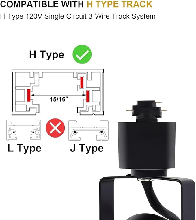 Track Lighting Heads 10W 4000K Cool White Dimmable Bright LED Track Lights Fixtures for Accent Retail Kitchen Artwork120V Linear Track Light H Type-CRI90+ 24° 1000lm - 20 Pack (Black)