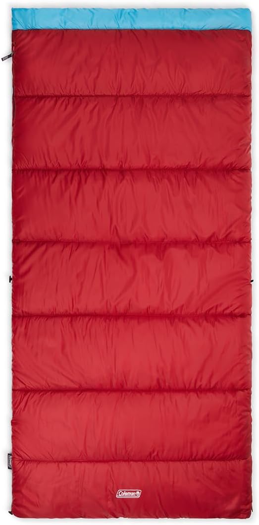 Coleman Flatlands 30/40/50°F Sleeping Bag Made from 100% Recycled Material Big &amp Tall Options Cool-Weather Sleeping Bag for Camping Sleepovers Guests &amp More