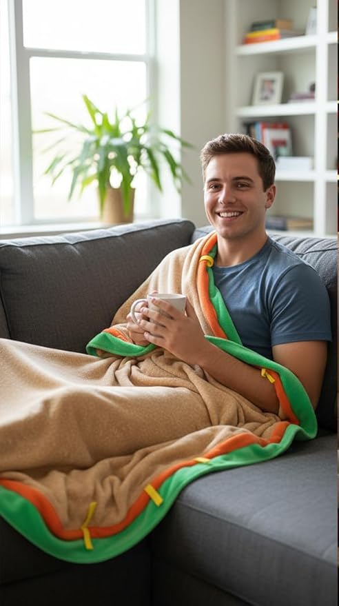 Gilbins Plush Ultra-Soft Fleece Snuggle-in Sleeping Bag Blanket for Lounging Sleepovers Gifts Camping &amp Car Trips (Taco Blanket)