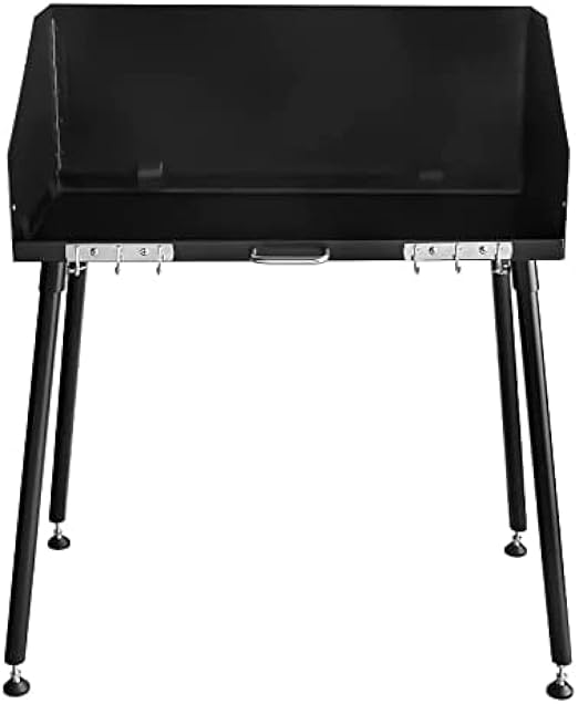 AHLOKI Carbon Steel Camp Cooking Table with Tabletop and Detachable windscreen Dutch Oven Tables Four Legs for Grill Travel Table Outdoor Picnic BeachBBQbackyards30 x 16 inch