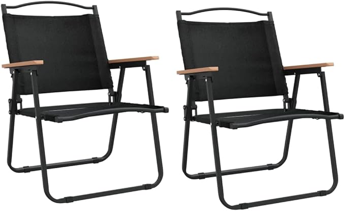 Folding Camping Chairs Set of 2 Black 21.7 x 21.3 x 30.7 in Lightweight Outdoor Chairs for Patio Deck Garden Terrace Portable Picnic Lawn Seating 220 lb Capacity for Beach Camping