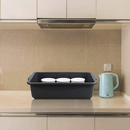 4-Pack 24 L Gray Large Plastic Bus Box Commercial Bus Tubs