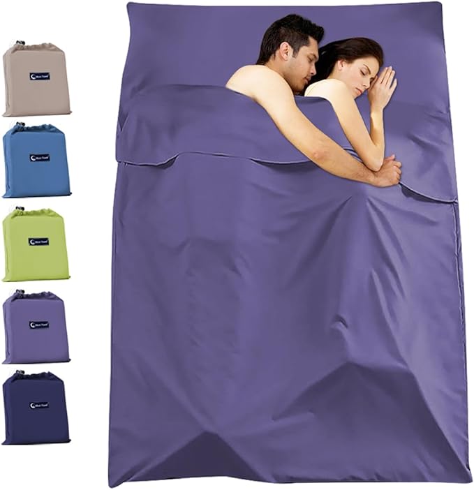 Sleeping Bag Liner Travel Camping Sheet Lightweight Portable Sleeping Sheets for Outdoor Travel Backpacking Hiking Picnics Hotels