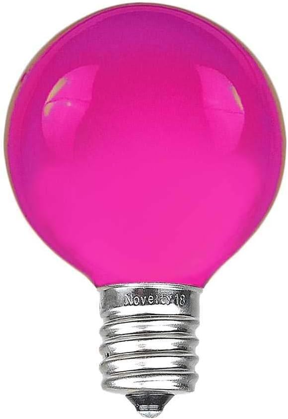 25 Foot G50 Outdoor Patio String Lights with 25 Purple Globe Bulbs – Indoor Outdoor String Lights – Market Bistro Café Hanging String Lights – C9/E17 Base - Black Wire