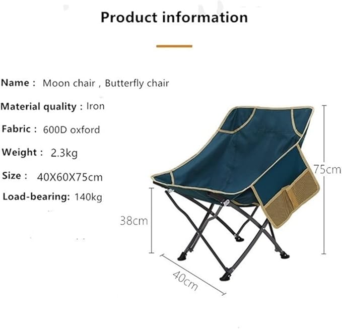 Moon Chair Lightweight for Outdoor Traveling Beach Fishing Chair Steel Multifunctional Camping Folding Chair(D Light Grey)