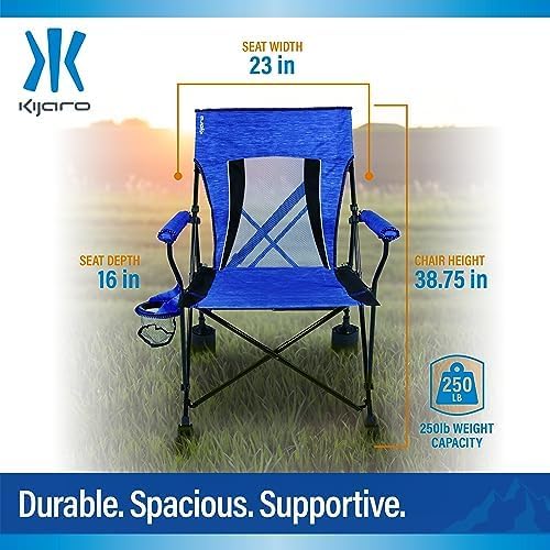 Kijaro Rok-it Rocking Camp Chair - Enjoy The Outdoors with a Rocker Camp Chair - Multipurpose Portable Rocking Chair Folding Chair Lawn Chair and Sports Chair - Maldives Blue