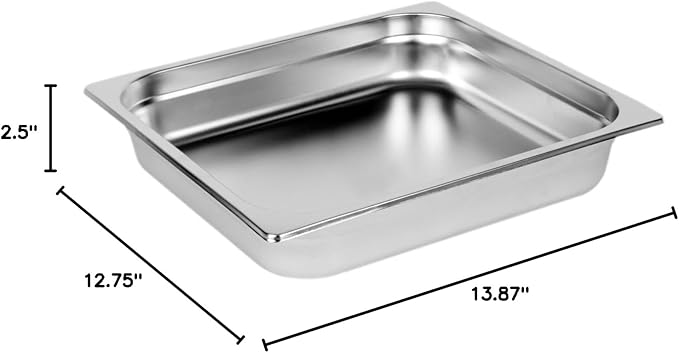 Soro Essentials- 2/3 Size 2-1/2 Deep Stainless Steel Anti-Jamming Steam Table Pan 24 Gauge- Chafer Food Pan Stackable Anti-Jam Steam Pans for Hotel Restaurant Supplies Party Buffet Event Catering