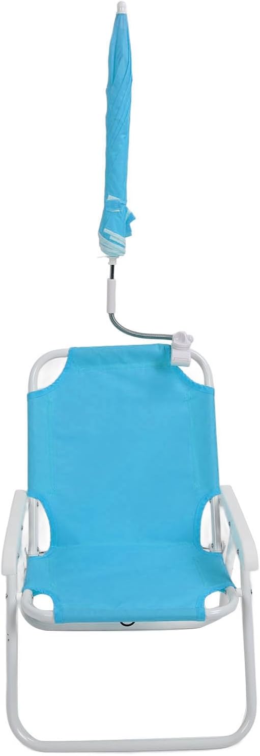 Low Beach Chair with Sun Umbrella Folding Camping Chair with Canopy Shade for Kids Adults Portable Children Camping Chairs Lawn Chair with Umbrella for Picnics Vacations