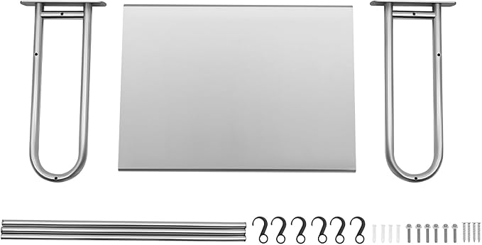 Microwave Oven Shelf Wall Mount Stainless Steel Over The Stove Bracket Holder with 6 Hooks Microondas Rack for Dorm Apartment Kitchen Bedroom W20.8 X D14.9 X L7.1in