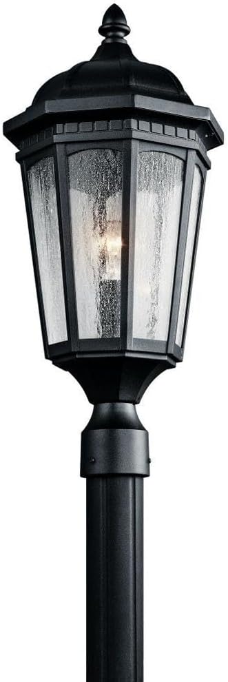 Kichler Courtyard 23.75 Exterior Post Light in Textured Black 1-Light Outdoor Porch or Patio Light with Clear Seeded Glass (23.75 H x 10.25) 9532BKT