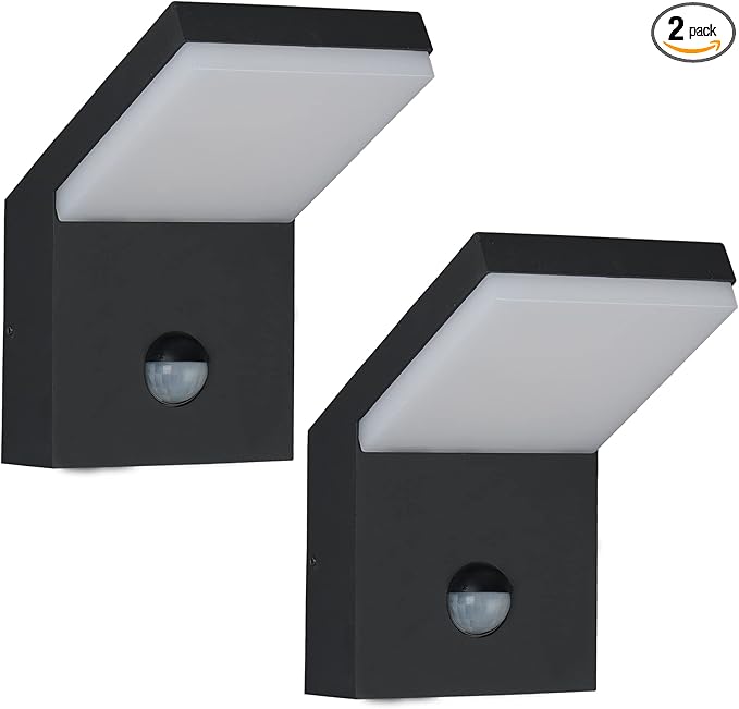 2 Pack Outdoor Motion Sensor Wall Sconce Light LED Modern Exterior Porch Light Fixture IP54 Waterproof for House Garage Patio Decoration1800LM