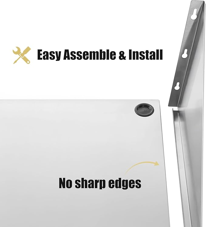 Hally Stainless Steel Microwave Shelf 24x24 200 lb NSF Commercial Heavy Duty Metal Appliance Wall Mount Floating Shelving for Restaurant Kitchen Bar Home and Hotel