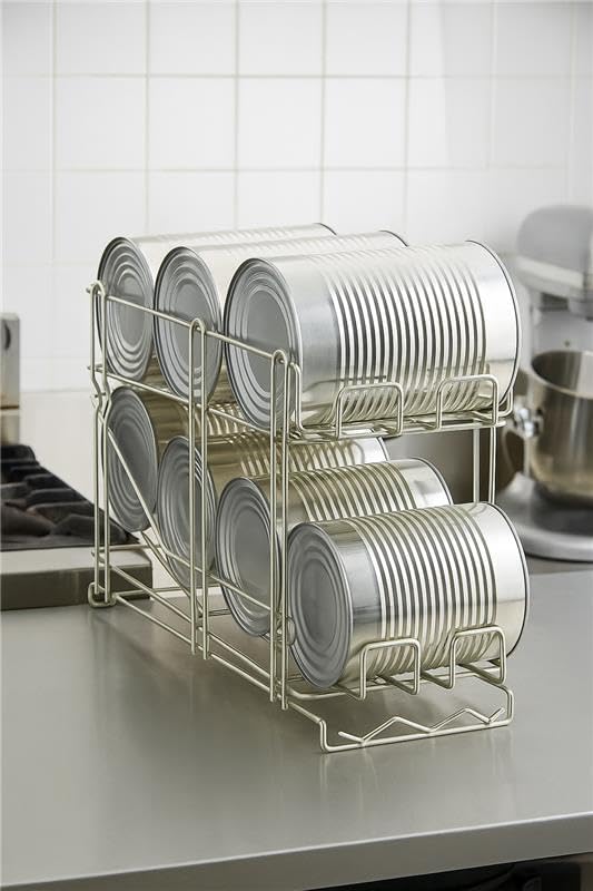 Commercial Wire Can Rack 3-Pack Holds (12) #5 Cans or (8) #10 Cans FIFO Design Durable Metal Can Rack for Restaurants (28W-671)