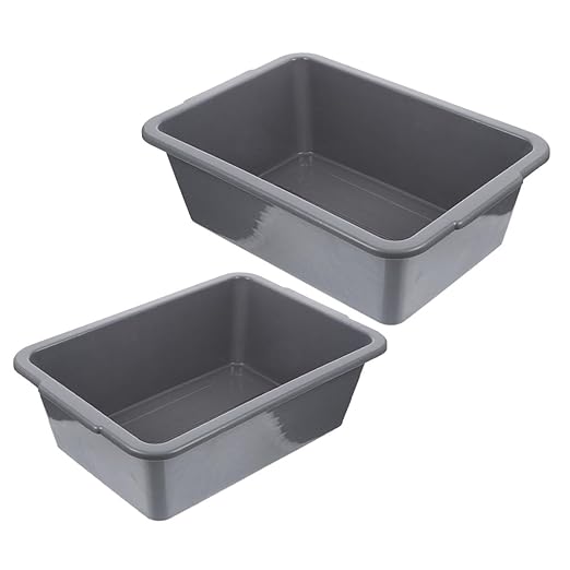 Healifty 2pcs Plastic Rectangular Bus Tubs 34x23.8x10.9cm Multipurpose Storage Bins for Restaurant Dish Transport Commercial Utility Tote Boxes for Home and Food Service