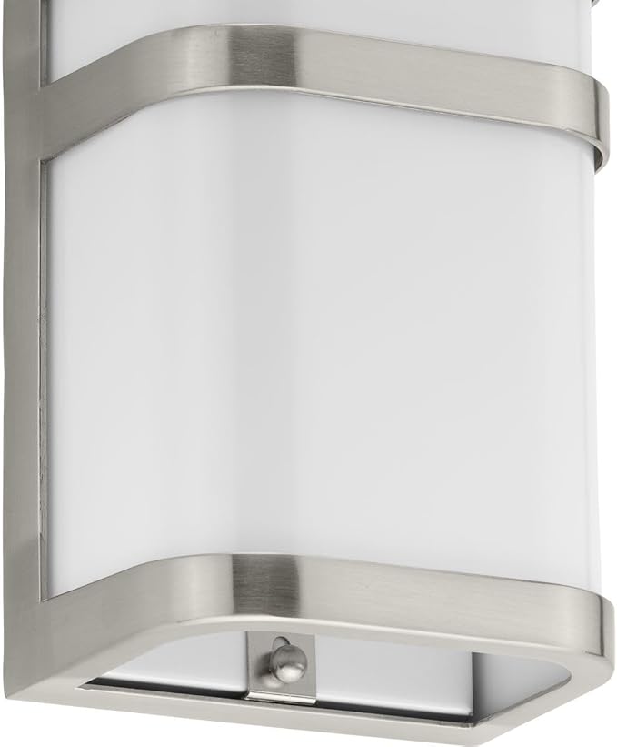 Progress Lighting Valera LED Collection 1-Light Matte White Acrylic Shade Modern Outdoor Small Wall Lantern Light Brushed Nickel