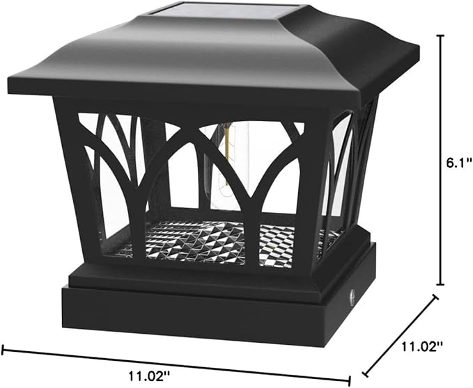 VOLISUN Solar Post Cap Lights Outdoor 8Pack with Edison LED Bulbs 2 Brightness Setting Fence Post Lights Solar Powered for Garden Fence Deck Mailbox Yard Porch Fits 4x4 6x6 Posts(Slate Black)