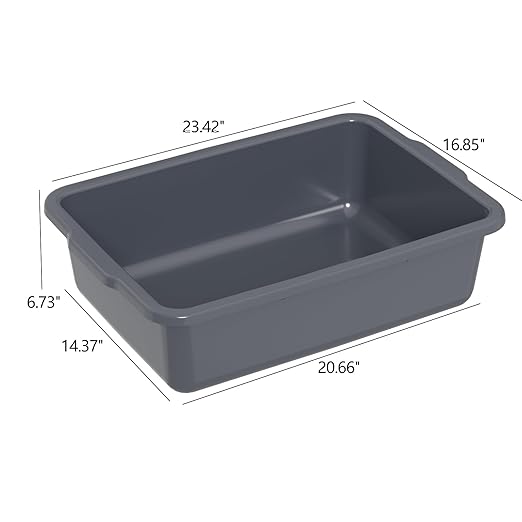 4-Pack 35 L Large Bus Bins Restaurant Commercial Dish Tub Gray