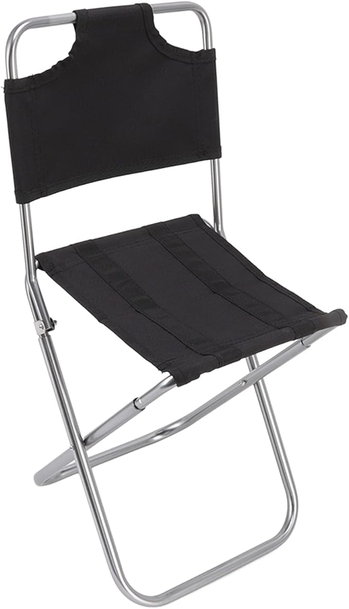Fdit Mini Portable Folding Camping Chair Black Aluminum Oxford Cloth Modern Style Lightweight Sturdy Comfortable Backrest Ideal for Camping Barbecue Fishing Backpacking