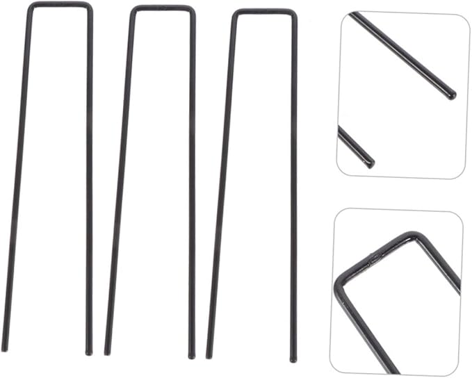 POPETPOP 50Pcs Heavy Duty U Shaped Ground Stakes for Gardening Durable Galvanized Landscape Nails for Securing Artificial Grass Tents and Outdoor Projects