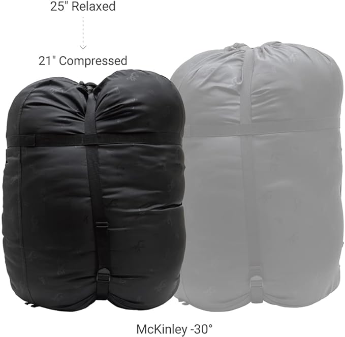 Browning McKinley -30° Sleeping Bag - Oversize Insulated Hooded Rectangle Made with Ripstop Outer and Brushed Polyester Liner with Compression Stuff Sack Charcoal/Gray