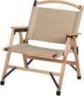 UNISTRENGH Wooden Folding Camping Chair Portable Beech Wood Outdoor Backrest Chair for Road Trip Fishing Beach Patio and Backyard (Khaki_2)