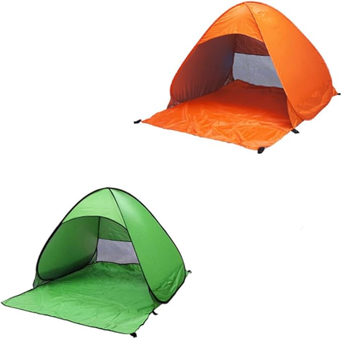 Milisten Portable Pop Up Beach Tent Sun Shelter Camping Shade with UV Silver Coated Fabric Rugged Structure and Ground Stakes for Outdoor Travel Green