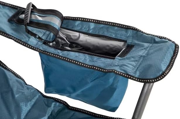 Heavy-Duty Folding Camping Chair with Cooler Bag Cup Holder &amp Carrying Strap – Blue &amp Gray 400 lb Capacity