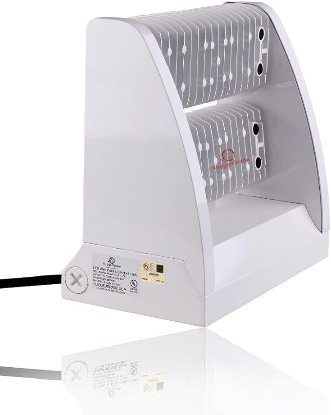 RuggedGrade 80W - Rotate IV Series LED Wall Pack with Photocell - 11100 Lumens - Color Selectable 3000K/4000K/5000K - Outdoor LED Wall Light - White - DLC 5.1 Premium