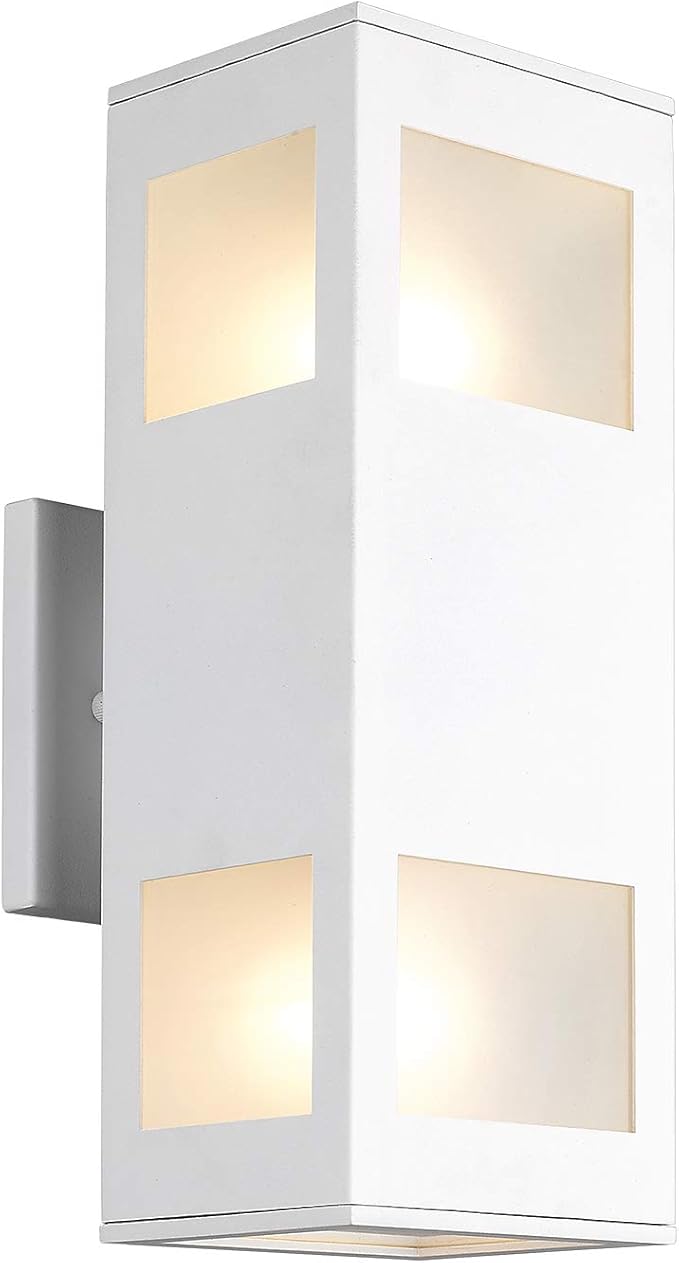 harriet Porch Lights Outdoor Modern - IP64 Waterproof Aluminum and Tempered Glass Cover 13 Rectangular Up/Down Wall Sconce for Porch Garage &amp Patio Exterior Lighting White