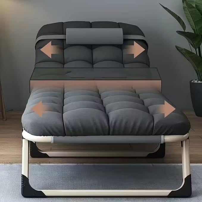 Portable Folding Camping Cot Adjustable Adults Reclining Chaise with Pillow Outdoor Lounge Chair Sleeping Cots Bed Perfect for Camping Pool Beach Patio
