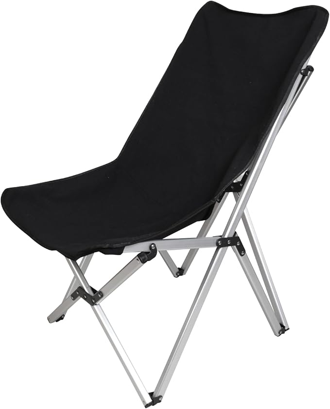 Portable Aluminum Alloy Folding Camping Chair - 275lbs Capacity Lightweight &amp Compact for Outdoor Beach and Travel (Black)