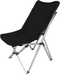 Portable Aluminum Alloy Folding Camping Chair - 275lbs Capacity Lightweight &amp Compact for Outdoor Beach and Travel (Black)