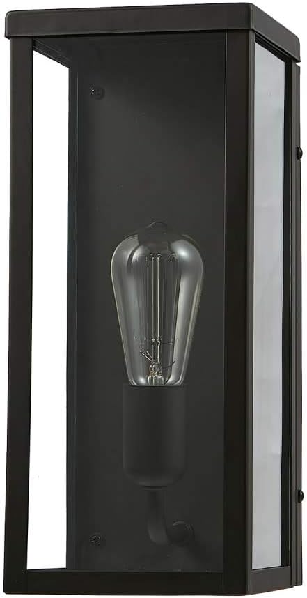 GLOBE Electric 44199 Donald 1-Light Outdoor Indoor Wall Sconce Bronze Clear Glass Shade Bulb Included