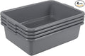4-Pack 25 L Grey Bus Box Utility Bus Tub Plastic Commercial Dish Pan Set Grey