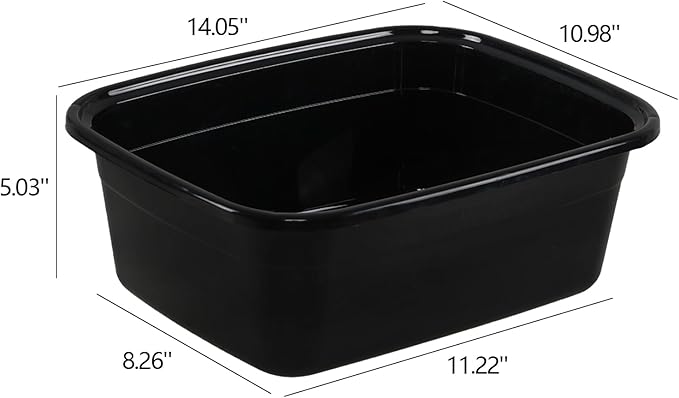Sadstory 12 Quart Plastic Wash Tub Black Rectangular Dishpan 4 Packs
