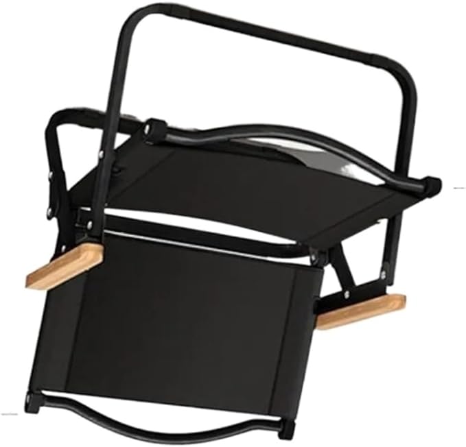 2pcs/1pcs Portable Camping Chair Outdoor Folding Alloy Wood Grain EquipmentCompatible for Comite(1PCS Black 62CM)