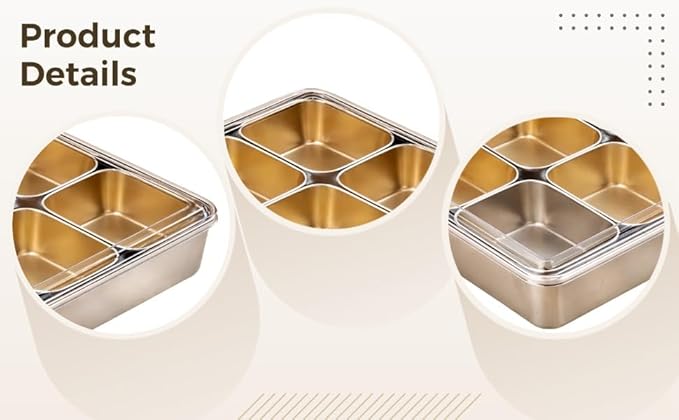 8-Compartment Yakumi Pan Stainless Steel 20.29 Oz / 600 Ml Per Section Clear Lid Spoon Included Ideal Commercial Condiment Containers for Ice Jelly