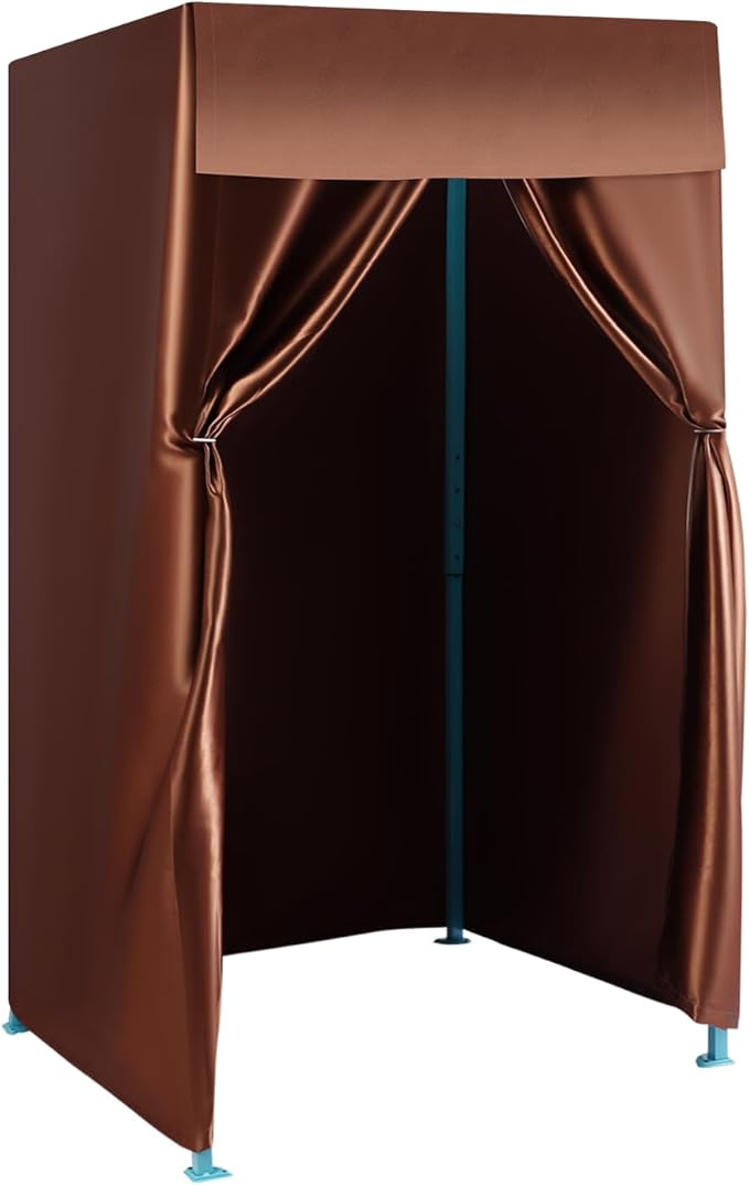 Heavy-Duty Portable Folding Fitting Room with Blackout Curtains - Large Changing Room Tent for 3-4 People Freestanding Privacy Tent for Events Retail Stores &amp Outdoor Use (Coffee)
