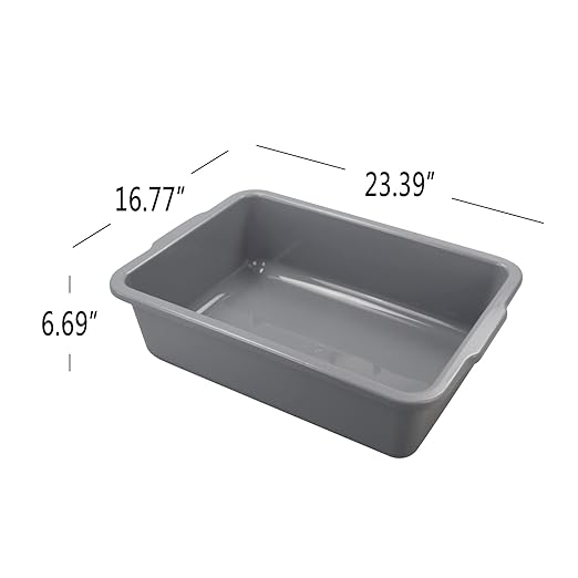 4-Pack 32 L Plastic Commercial Bus Box Large Bus Tubs Gray