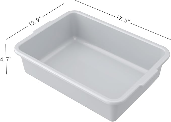 4 Pack 13 L Commercial Bus Tote Restaurant Food Service Bus Tub Grey
