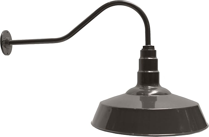 AGB101-AS18-DBZ Gooseneck Barn Light - BDARK Bronze Outdoor Dome with Incandescent Downlight | Wall-Mount Fixture for Patios Gardens Pathways and Large Outdoor Living Spaces